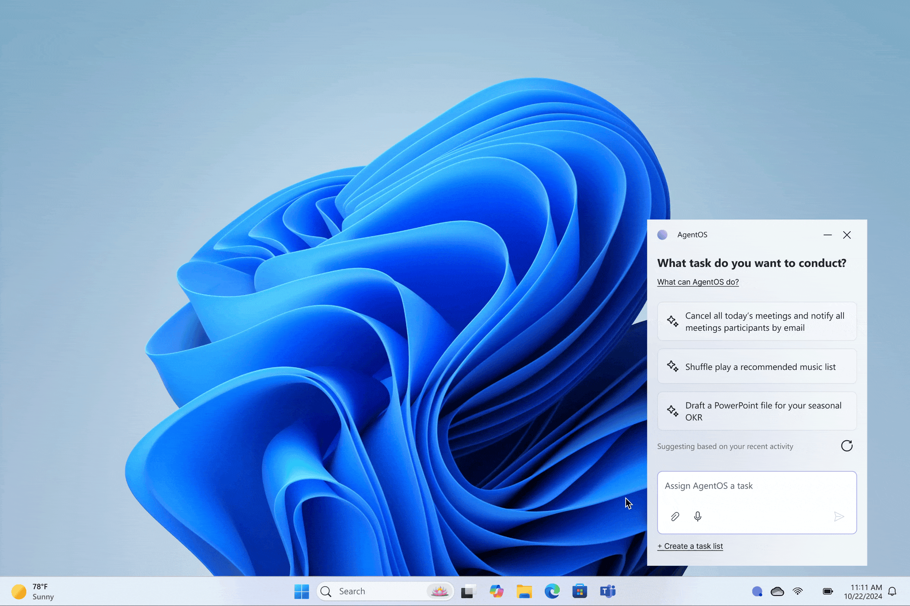 Tray app task input
